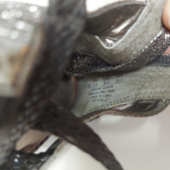 Carlos Santana Leather Pewter Silver Snakeskin Strappy Stiletto High Heels - Picture 8 of 10